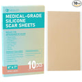 Silicone Scar Sheets, Large 10Pcs 4” x 7” Each, Medical Silicone Tape for Scar Treatment, Scar Patches for C-Section, Keloid Bump, Stretch Marks, Burn, Acne, Surgical Scar Removal
