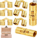 Hidden Brass Barrel Hinges, 8mm, 180 Degree Opening Angle Concealed Furniture Hinges for DIY Jewelry Box Hand Craft, 8-Piece Set with Screws, Gold, 0.71 x 0.31 Inch