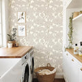JiffDiff Tree Wallpaper Peel and Stick Jungle Wall Paper Forest Mural Stick on Wallpaper Modern Waterproof Self Adhesive Contact Paper (17.3" x 1200" Cream)