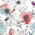 Blue Pink Watercolor Floral Peel and Stick Wallpaper 17.5"x393" | Self Adhesive/Removable/Waterproof/Thick Vinyl Vintage Contact Paper for Bathroom Bedroom Shelf Cabinet Drawer,Prepasted