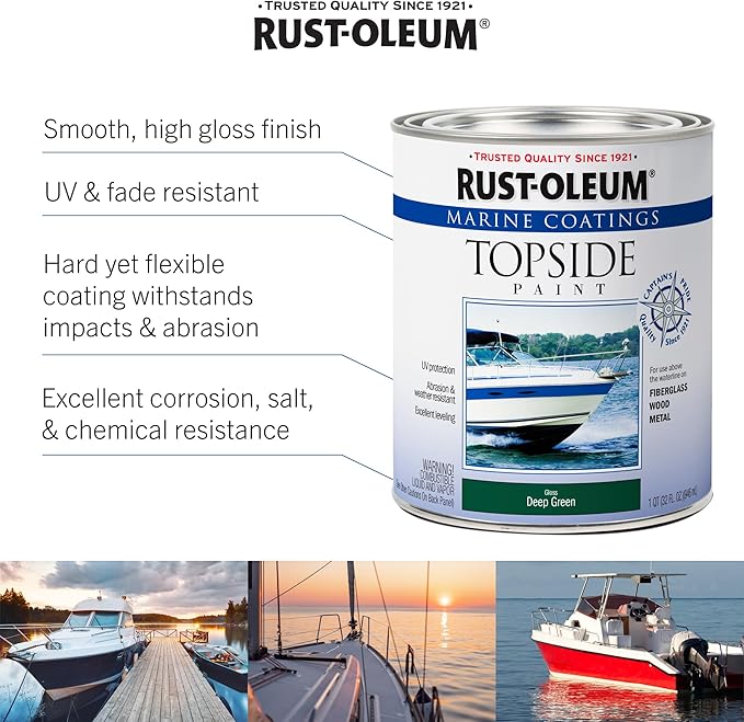 Rust-Oleum 207001 Marine Coatings Topside Paint, Quart, Oyster White 32 Fl Oz (Pack of 1)