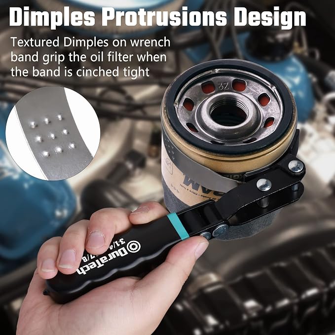 DURATECH 8-Piece Oil Filter Swivel Wrench Set | Covers 2-3/4" to 5-1/4", 9" & 12" Adjustable Oil Filter Pliers, Universal 3-Jaw Removal Tool, 1/2" to 3/8" Adapter