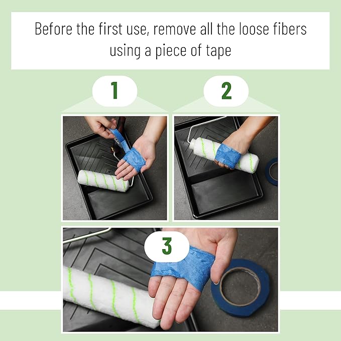 Bates- Paint Roller Covers, 9", 5 Pack, Olive Green Stripes, Covers for Paint Rollers 9 Inch, 9 Inch Paint Roller Covers, Paint Roller Cover, Paint Roller Covers 9 Inch, Large Paint Roller Covers