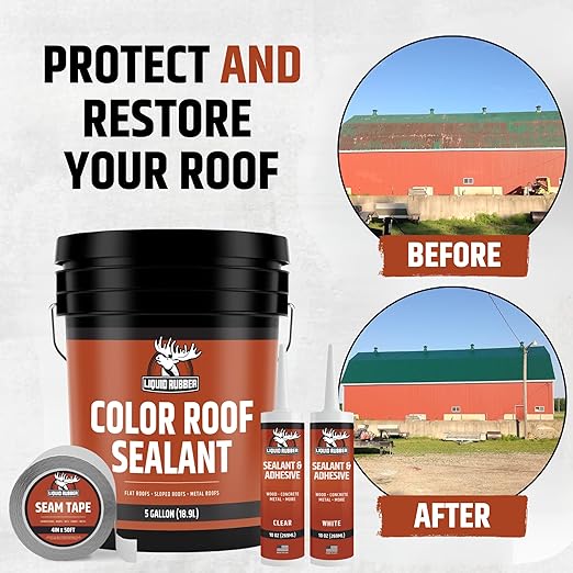 Liquid Rubber Color Roof Sealant- Elastomeric Waterproof Coating for Flat, Low-Slope & Metal Roofs, Flexible UV-Stable Membrane, Hunter Green, 1 Gallon