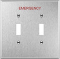 ENERLITES Toggle Light Switch Metal Cover Plate with Emergency Label, Stainless Steel Wall Plate, Corrosion Resistant, Mid-Size 2-Gang 4.88" x 4.92", 430 Stainless Steel, 7712M-E, Silver (Pack of 1)