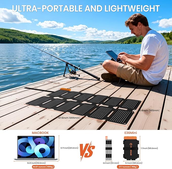 FlexSolar 36W Ultra-Portable Solar Panel Charger with Quick Charge, USB-A & USB-C & DC Ports, Ultra-Lightweight for Outdoor Emergency Power, Backpacking, Hiking, and Camping