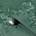 Dark Green Wallpaper Silk Embossed Texture Contact Paper 118in17.7in | Emerald Green Floral Wallpaper,Thicken Self Adhesive Removable,Used for Cabinet Kitchen Bedroom Bathroom Waterproof WallDecor