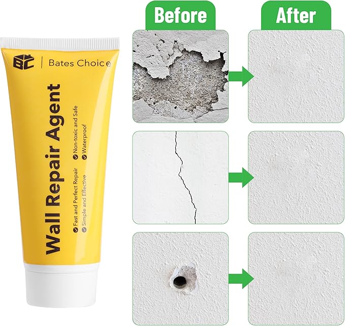 Bates- Drywall Repair Kit, 2 pcs of Wall Spackle Repair Paste(120g Each), Drywall Patch Kit, Spackle for Drywall Hole Filler, Wall Putty Hole Repair, Hole Filler Putty for Walls