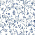NuWallpaper Chinoiserie Garden Indigo Peel and Stick Wallpaper, NUS6363