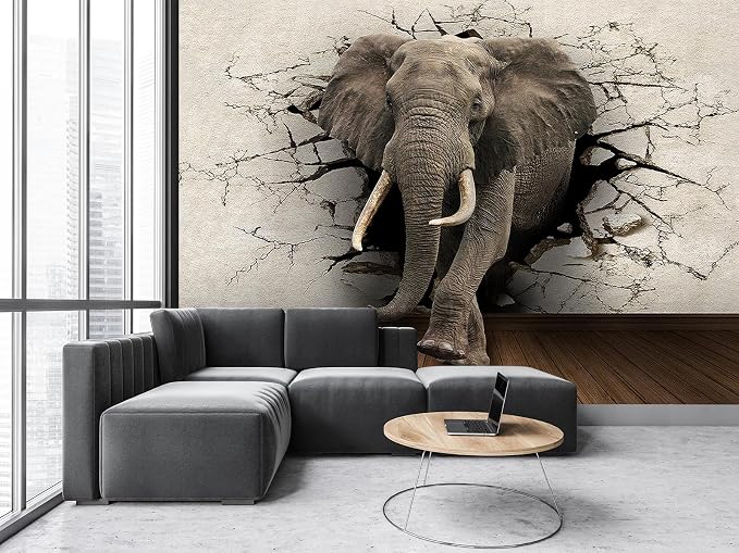 Cliouar-Wall Mural Wallpaper for Bedroom Living Room Wallpaper 3D Wallpaper Decoration Elephant Wallpaper 103" x 69"(Not Peel and Stick)