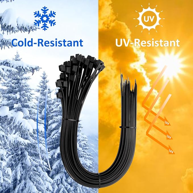 Large Zip Ties Heavy Duty Outdoor 48 inch (25 Pack), Heavy Duty Zip Ties 250 lbs, Black, LOCKLOCK