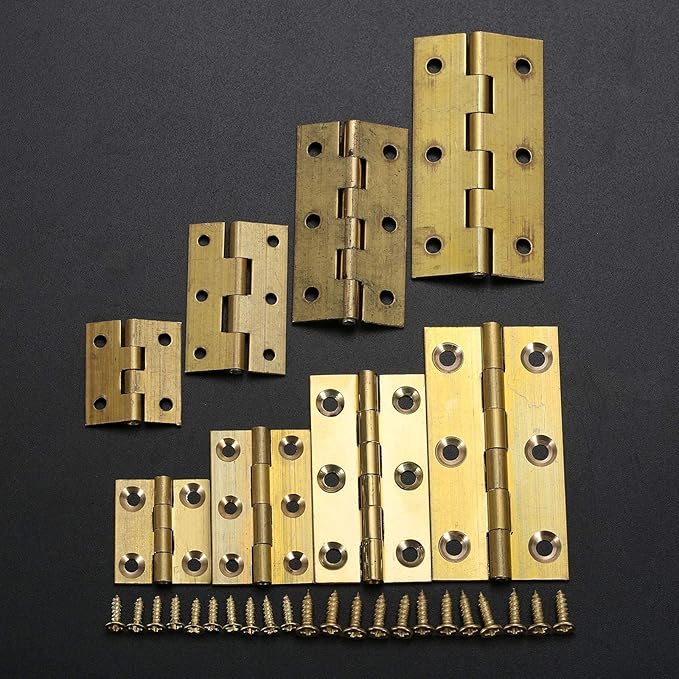 dophee 4Pcs Pure Brass Mini Hinges, Folding Butt Hinges for Drawer Cabinet Cupboard Door Jewelry Box Wooden Case Furniture, 2.5 Inch