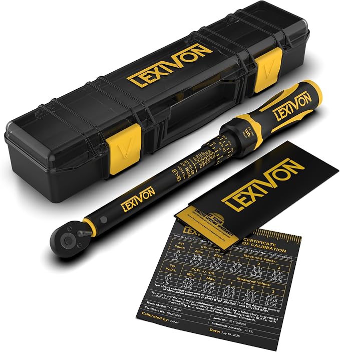 LEXIVON Torque Wrench, 1/4-Inch Drive, Dual Scale 30-250 IN-LB (3.4-28.2 N·m), Premium Rubber-Grip Handle, Deluxe Hybrid Case (LX-TW14)