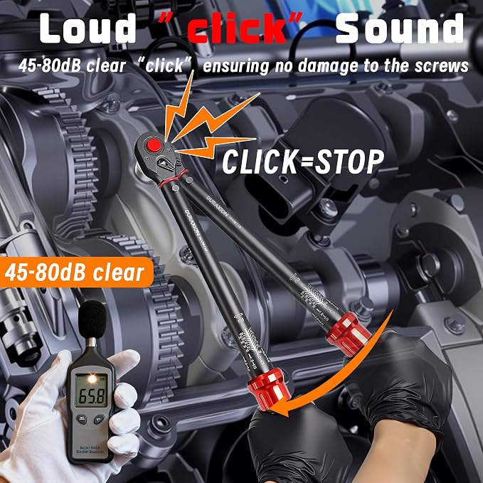 1/2-Inch Drive Torque Wrench 10-170ft.lb/13.6-230.5Nm | ±3% Precision Dual Direction Torque Wrenches with 72-Tooth Dual Range Scales