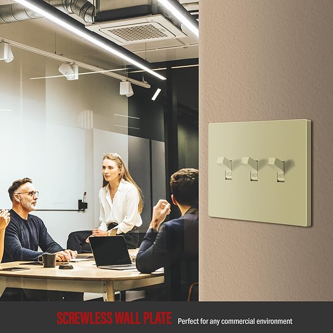 ENERLITES Screwless Triple Toggle Switch Wall Plate, Child Safe Light Switch Cover, Standard Size 3-Gang 4.68" x 6.53", Unbreakable Polycarbonate Thermoplastic, UL Listed, SI8813-I, Glossy, Ivory