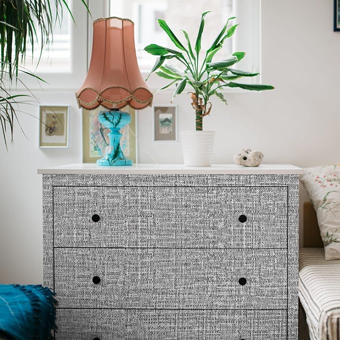WADILE Grasscloth Peel and Stick Wallpaper 15.7in x 196.8in, Textured Contact Paper for Cabinets, Faux Linen Wall Paper Pull and Stick, Fabric Vinyl Wallpaper Self Adhesive Dark Gray | Textured contact paper, Faux linen, Vinyl material, Cabinets, Self ...