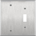 ENERLITES Combination Blank Device or Toggle Light Switch Metal Wall Plate, Corrosive Resistant, Size 2-Gang 4.50" x 4.57", 770111, 430 Stainless Steel, UL Listed, Silver