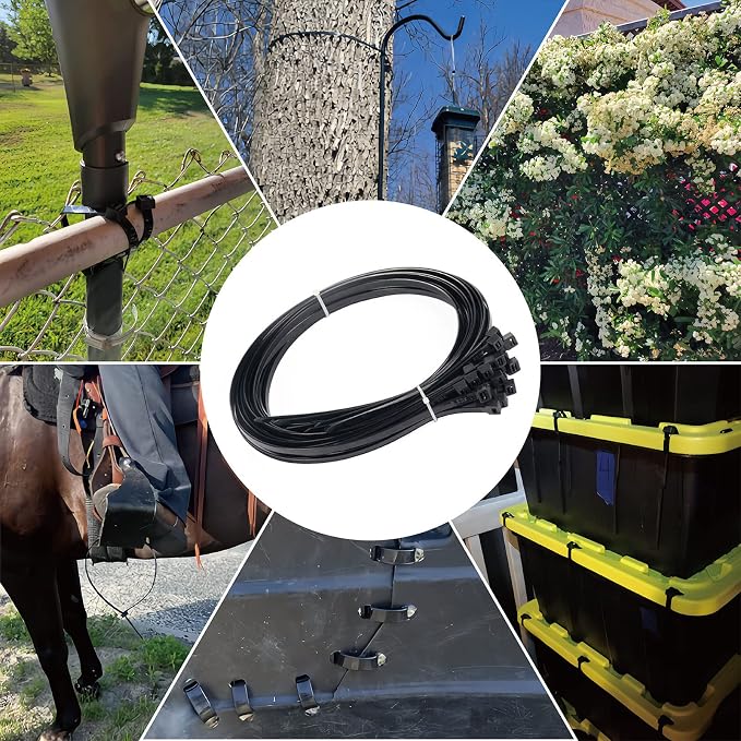 Large Zip Ties Heavy Duty Outdoor 48 inch (125 Pack), Heavy Duty Zip Ties 250 lbs, Black, LOCKLOCK