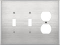 ENERLITES Combination Two Toggle/One Duplex Receptacle Metal Wall Plate, Oversize 3-Gang, 5.51” x 7.48”, UL Listed, 771221O, 430 Stainless Steel