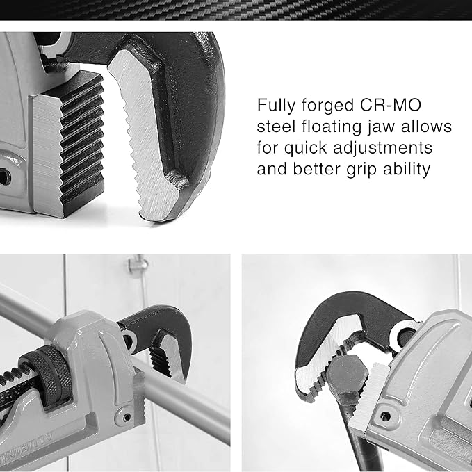 DURATECH 3-Piece Aluminum Straight Pipe Wrench Set, 10",14" and 18" | Adjustable Plumbing Wrench Set, Heavy Duty, Drop Forged, Exceed GGG standard
