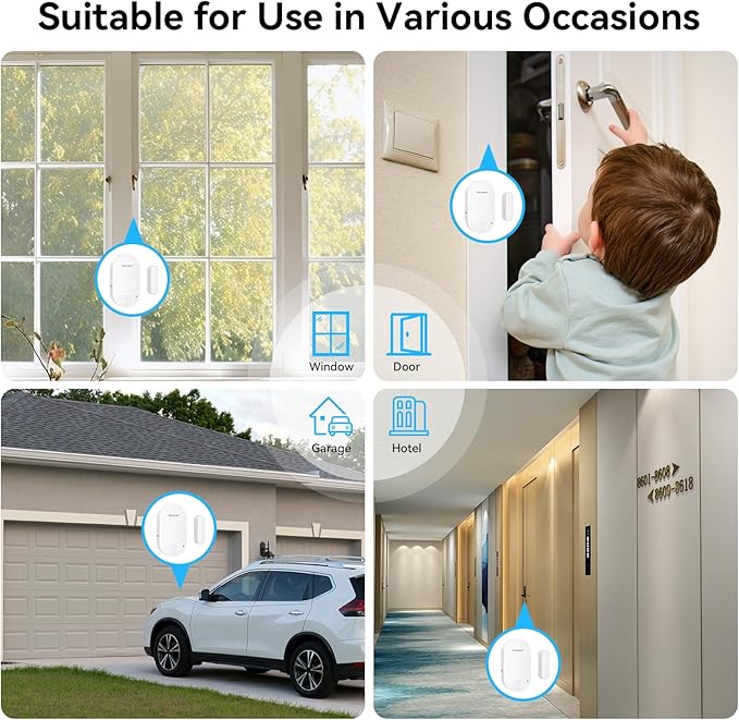 TECKNET Door Alarms for Kids Safety, Door Alarms When Opened, Two-Way Door and Window Alarm Door Alarm for Home Security, 2-in-1 Alarm & Chime, 3-Level Volume Control, Door Sensor Alarm (3 Pack)