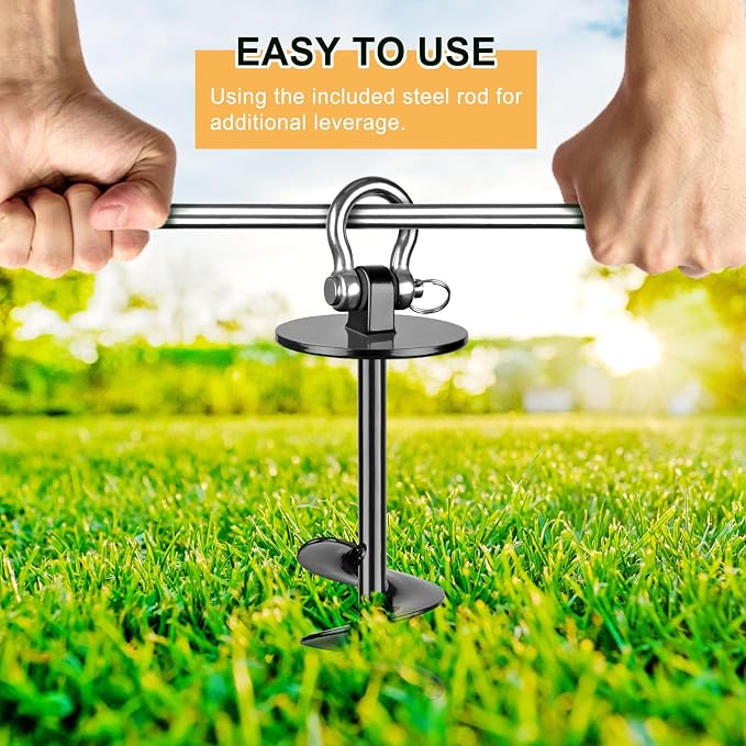 SELEWARE Dog Tie Out Stake Outdoor Dog Ground Anchor 180° Swivel Dog Anchor | 14.5" Long Anti-Rust Heavy Duty Dog Stake for Large Dogs up to 220 lbs, Easy Install with Twist Rod for Yard Camping Outside