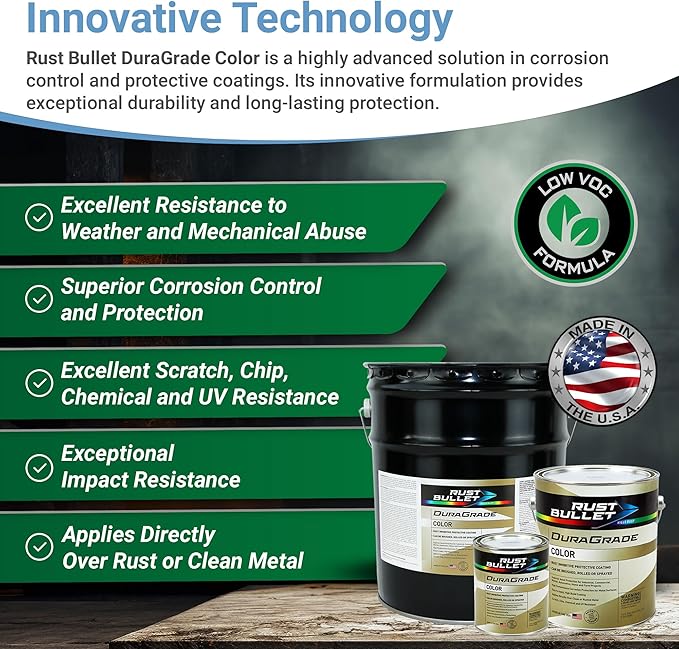 RUST BULLET DuraGrade Color - Green - 1 Gallon - Advanced Technology Corrossion Control, Rust Inhibitor & Protective Coating, Exceptional Adhesion, UV Resistant