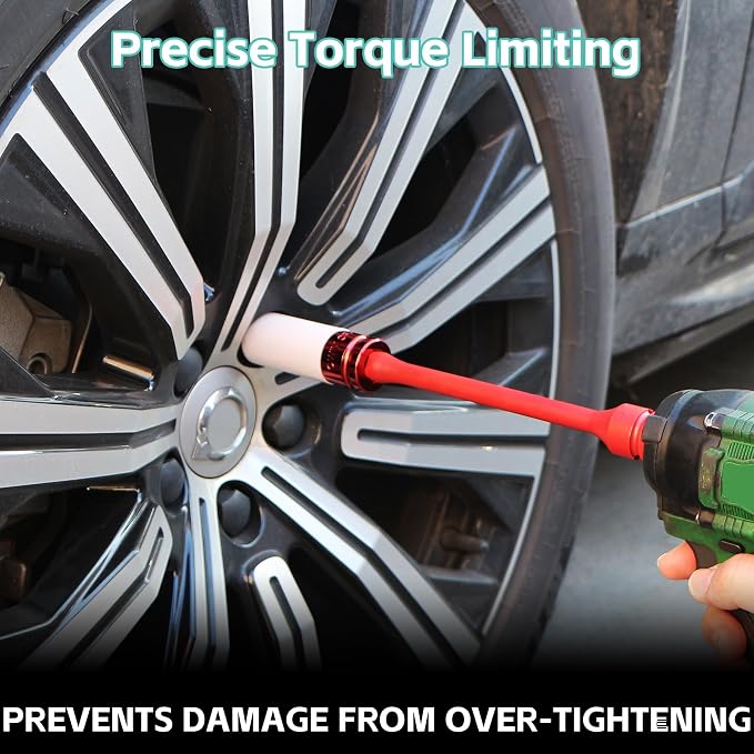 10Pcs Torque Limiting Extension Set 1/2" Drive 65-150 Ft-Lbs Torque Sticks | 8" Long Industrial Grade CR-MO Steel, Color-Coded Impact Socket Extension Bar Set, SAE Standard for Lug Nuts, Tire Repair