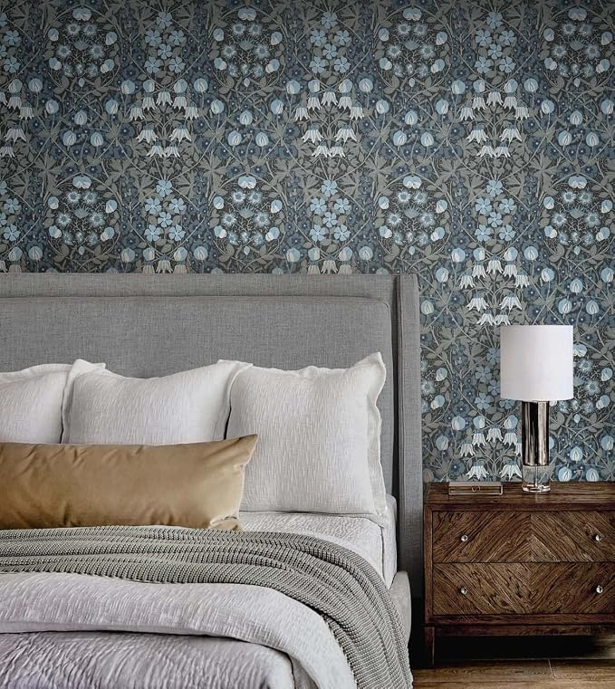 NextWall Tulip Garden Floral Peel and Stick Wallpaper (Bluestone)