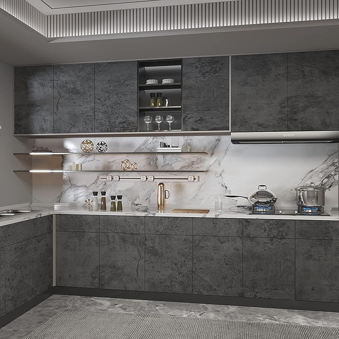3yecao 48"×79" Wide Thick Dark Blue Grey Cracked Concrete Wallpaper Peel and Stick Waterproof Gray Concrete Contact Paper Vinyl Industrial Cement Wall Sticker for Countertops Desk Kitchen
