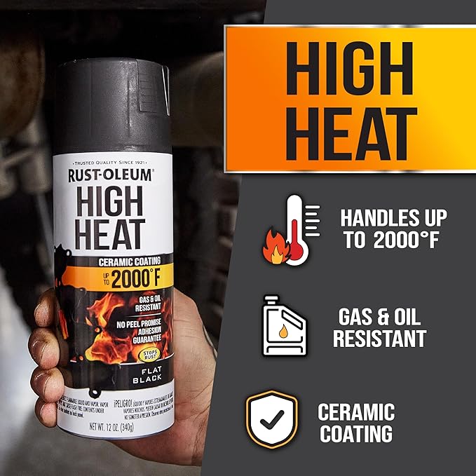 Rust-Oleum 248903 Automotive High Heat Spray Paint, 12 oz, Flat Black