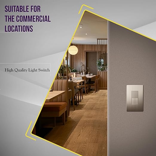 ENERLITES Elite Series Decorator Light Switch with Brushed Screwless Wall Plate, Single Pole, 3 Wire, Grounding Screw, Residential Grade, 15A 120V, UL Listed, 91150-NKWBP, Brushed Nickel