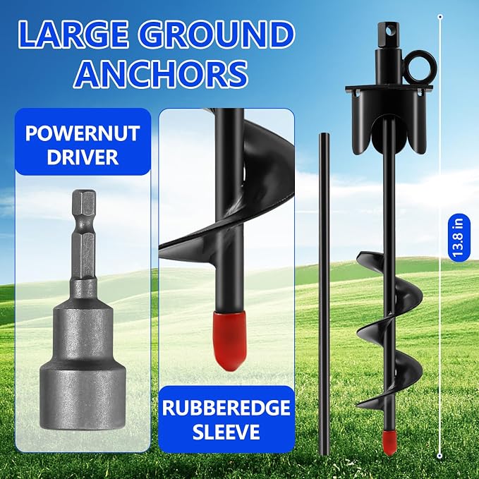 Dog Tie Out Cable&Stake,2x16FT Dog Leads for Yard,Heavy Duty Ground Anchor | Spiral Dog Stake with 360°Swivel Ring,Chew Proof Rust Dog Tether for Outdoor Yard, Beach, Camping up to 220lbs