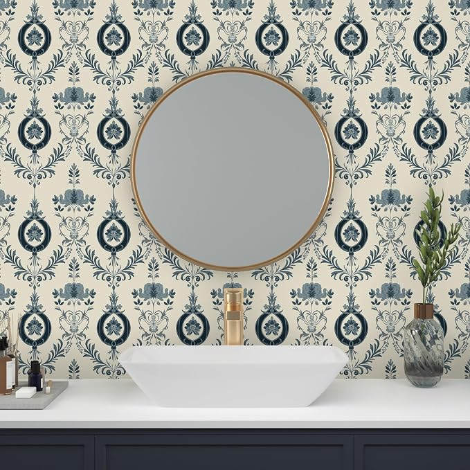 Light Blue Flower Peel and Stick Contact Paper 17.5" × 118" | Self Adhesive/Removable/Waterproof/Thick Vinyl Contact Paper for Bathroom Bedroom Shelf Cabinet Drawer,Prepasted,Easy Peel