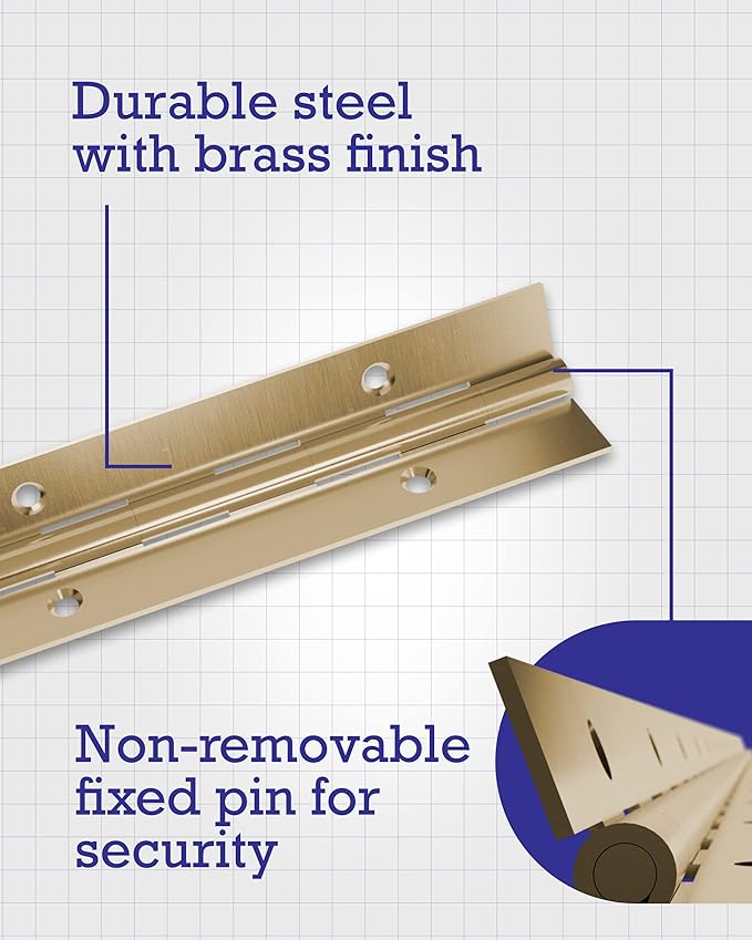 Hardware Essentials 851064 Continuous Pin 24" x 1-1/2" Brass