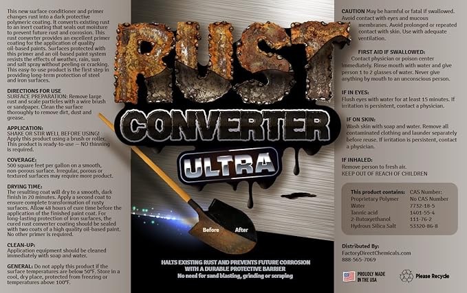 FDC Rust Converter Ultra, Highly Effective Professional Grade Rust Repair Spray (1 Gallon)