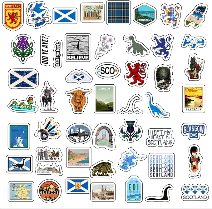BulbaCraft Scotland Stickers for Water Bottle and Laptop - Heritage Party Supplies & Decorations, Waterproof Vinyl Scottish Decals, Scotland Flag Stickers Laptop Decals, Gifts for Women & Men