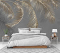 Wall Mural - 3D Wallpaper Decoration, Grey Palm Leaf, 155" x 103" (Not Self-Adhesive)