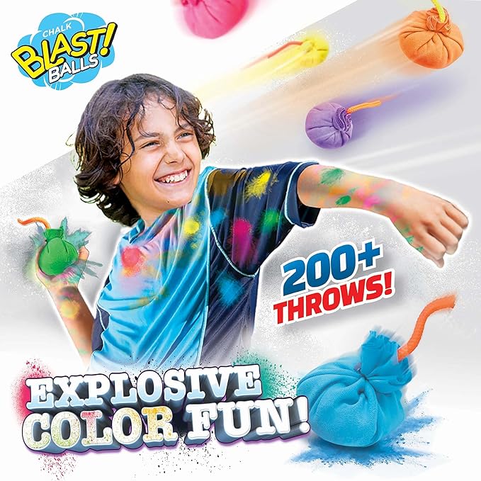 Lanard Chalkie: Chalk Blast Balls - 6 Pack - Colorful Assorted Balls, Explosive Color Fun, 200+ Throws Per Chalk Bomb, Family Outdoor Activities, Holi festivals, and more Ages 6+