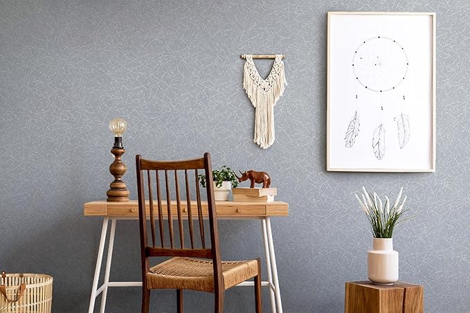 Safiyya 17.3 inch X 393 inch Wallpaper Silver Grey Silk Wallpaper Peel and Stick Textured Wall Paper Silk Removable Solid Color Contact Paper for Walls Vinyl Rolls