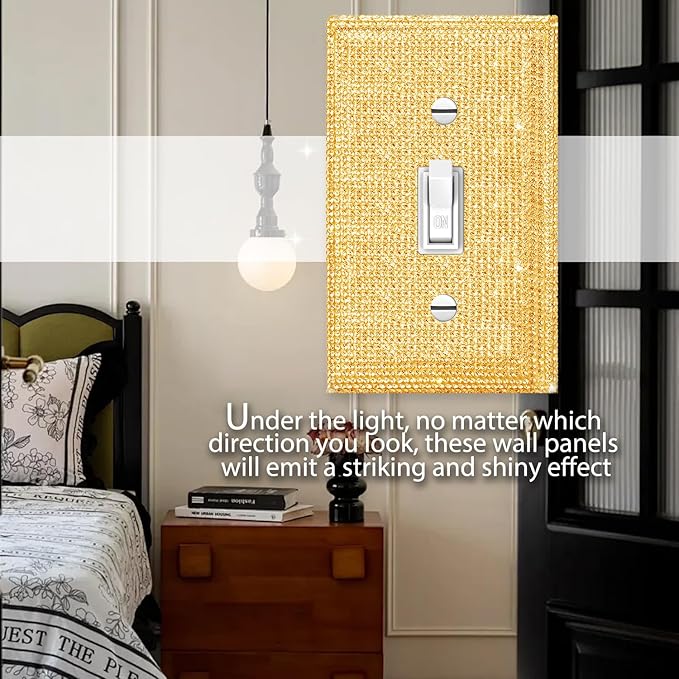 Silver Shiny Gold Light Switch Cover Gold Rhinestones Wall Plates Light Switch Cover Plate Decorative Switch Covers Wall Plate