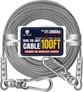 Tie Out Cable for Dogs Up to 300lbs,100ft Extra Strong 1000lbs Break Strength Tie-Out Tether Trolley Training Lead,Dog Run Cable for Yard Garden Park Camping Outside (Silver, 300lbs 100ft)