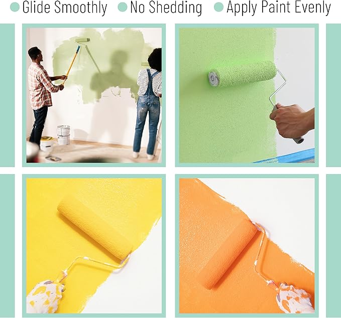 Bates- Paint Roller Covers, 9", Grey Stripes, 5 Pack, Covers for Paint Rollers 9 Inch, 9 Inch Paint Roller Covers, Paint Roller Cover, Paint Roller Covers 9 Inch, Large Paint Roller Covers