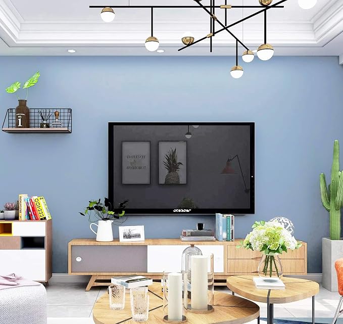 Safiyya 393"x17.7" Blue Wallpaper Grey Blue Peel and Stick Wallpaper Contact Paper Decorative Removable Self Adhesive Wall Paper Vinyl Rolls for Wall
