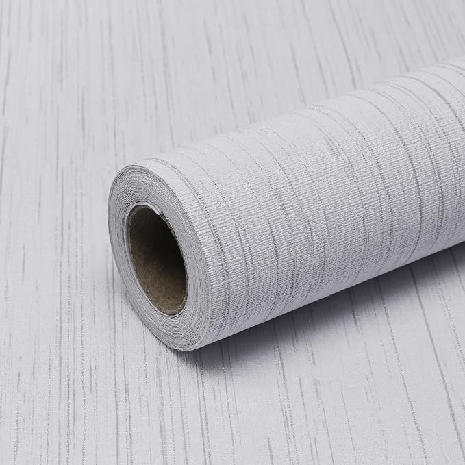 White Grasscloth Peel and Stick Wallpaper Vintage Texture Removable Waterproof Wallpaper for Room Walls, Cabinets, Furniture, Drawers, Desk A Set of 15.7"x300"