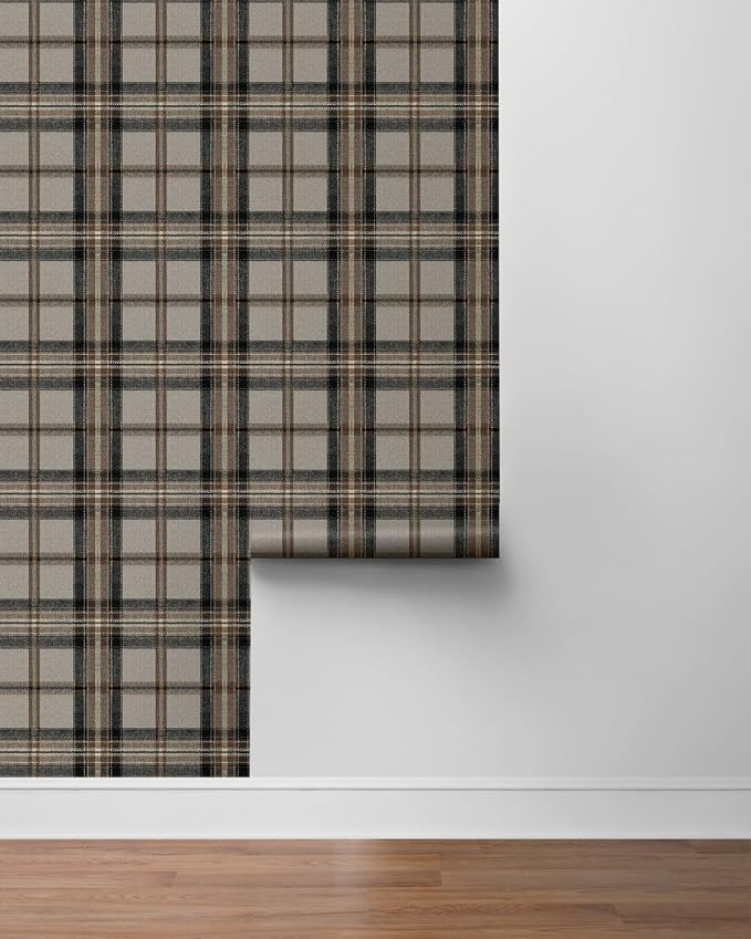 NextWall Harry & Grace Herringbone Plaid Premium Matte Non-Woven Peel and Stick Wallpaper (Cliffside)