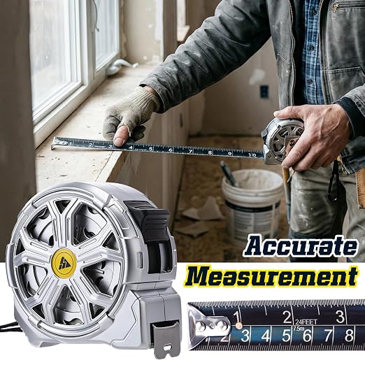 Sabary 2 Pcs 25ft Stainless Steel Tape Measure Retractable Double Side Measuring Tape with Hollow Design Metric Measure Ruler for Construction Household Woodworking