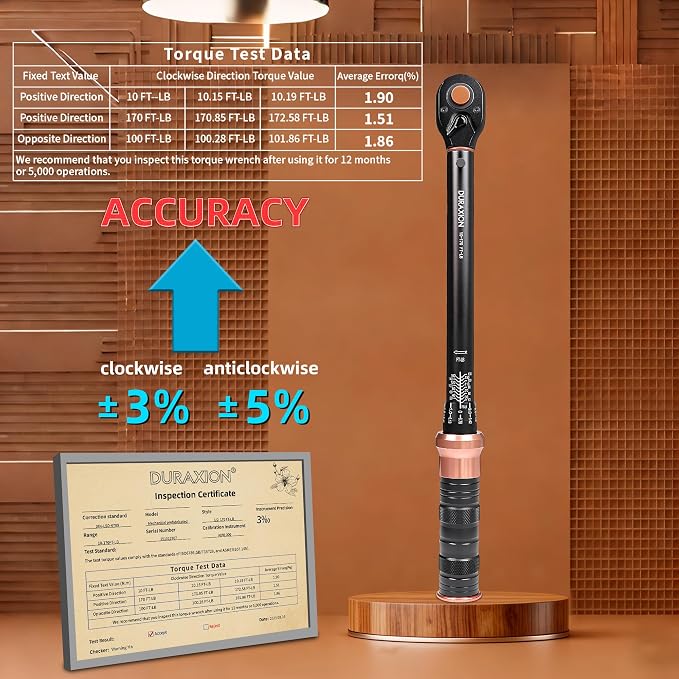 Torque Wrench 1/2-Inch Drive Dual Range Scales 10-170 Ft-Lb/13.56-230.5Nm | ±3% Precision, 72 tooth Dual-direction Torque Wrenches for Moto, Car, Truck Maintenance