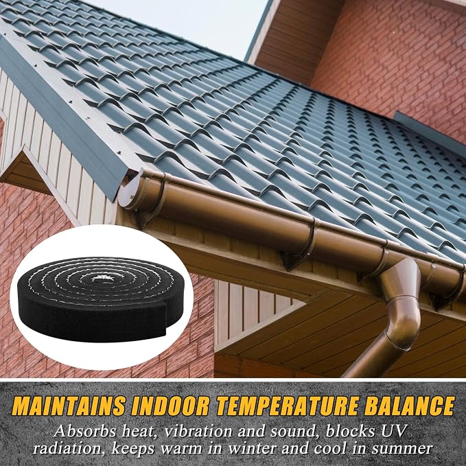 2 Pcs Metal Roofing Universal Vented Ridge Closure Strips 2 W x 10' l (20'l Total) Roof Panel Closure Self Adhesive Felt Tape Waterproof Windproof Seal for Metal Panels Insulation Weather Barrier