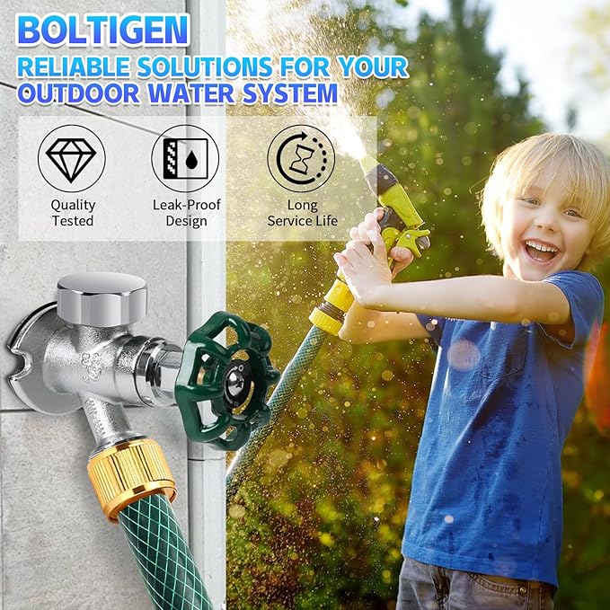 Boltigen Outdoor Faucet Repair Kit, Brass Chromed Vacuum Breaker Outside Faucet Set for VACVBKX1B, ASSE 1019-A Hose Bib Spigot Replacement Kit for Anti-Siphon Frost-Free Sillcock Valves